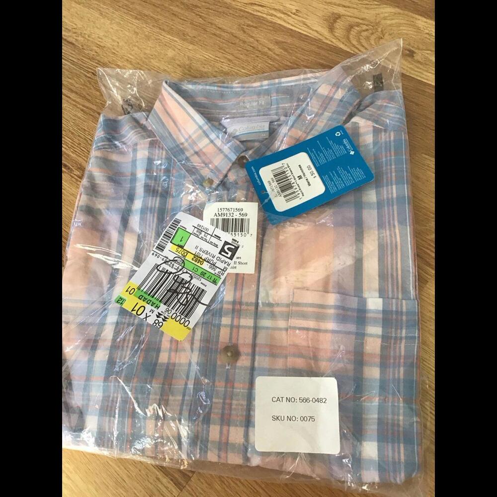 Mens Columbia rapid rivers short sleeve shirt, regular, new, medium, plaid